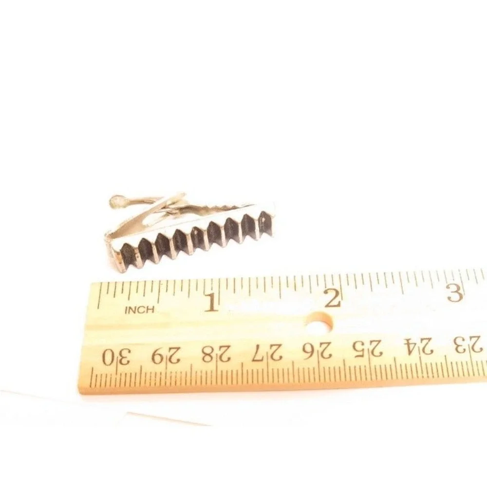 Vtg Black Enamel‎ ZigZig Design Tie Clip